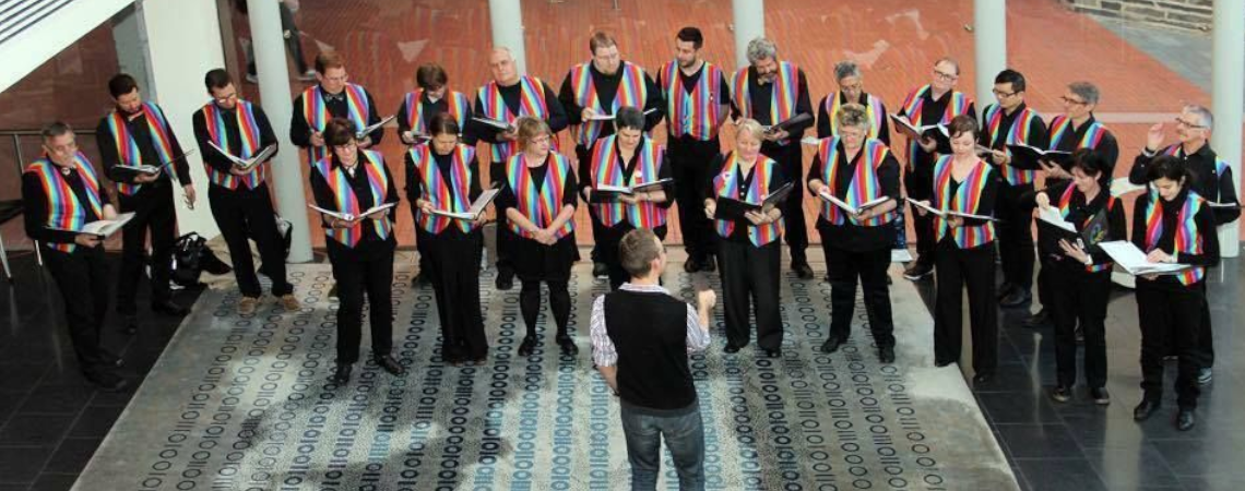 Photo of the choir performing in public
